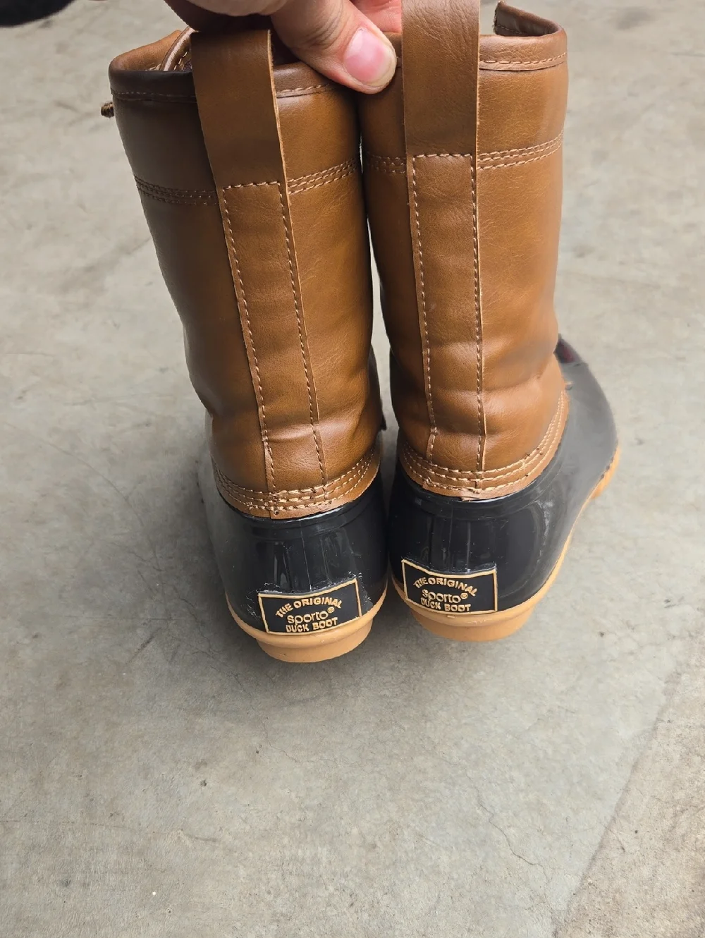 Sporto Original Duck Boots Ariel 8.5 Brown Faux Fur Rubber Like Quilted